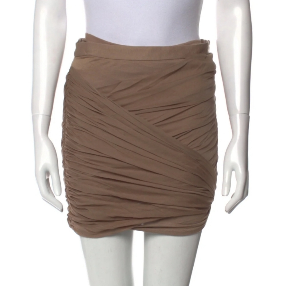 New Alice & Olivia silk overlay skirt tan brown